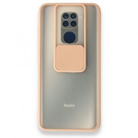 BSSM Xiaomi Redmi Note 9 Palm Buzlu Kamera Sürgülü Silikon Pembe Kılıf