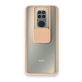 BSSM Xiaomi Redmi Note 9 Palm Buzlu Kamera Sürgülü Silikon Pembe Kılıf