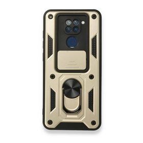 BSSM Xiaomi Redmi Note 9 Pars Lens Yüzüklü Silikon Gold Kılıf