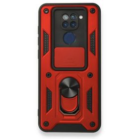 BSSM Xiaomi Redmi Note 9 Pars Lens Yüzüklü Silikon Kırmızı Kılıf