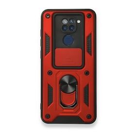 BSSM Xiaomi Redmi Note 9 Pars Lens Yüzüklü Silikon Kırmızı Kılıf