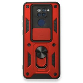 BSSM Xiaomi Redmi Note 9 Pars Lens Yüzüklü Silikon Kırmızı Kılıf