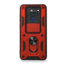 BSSM Xiaomi Redmi Note 9 Pars Lens Yüzüklü Silikon Kırmızı Kılıf