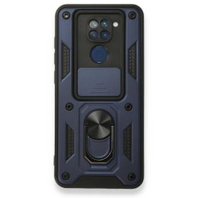 BSSM Xiaomi Redmi Note 9 Pars Lens Yüzüklü Silikon Lacivert Kılıf