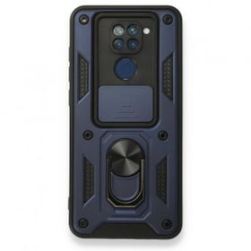 BSSM Xiaomi Redmi Note 9 Pars Lens Yüzüklü Silikon Lacivert Kılıf