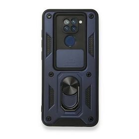 BSSM Xiaomi Redmi Note 9 Pars Lens Yüzüklü Silikon Lacivert Kılıf