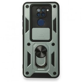 BSSM Xiaomi Redmi Note 9 Pars Lens Yüzüklü Silikon Yeşil Kılıf