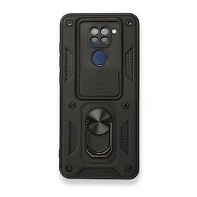 BSSM Xiaomi Redmi Note 9 Pars Lens Yüzüklü Siyah Silikon Kılıf