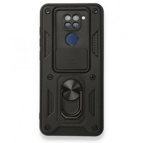 BSSM Xiaomi Redmi Note 9 Pars Lens Yüzüklü Siyah Silikon Kılıf