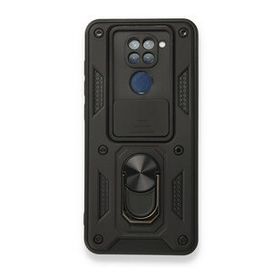BSSM Xiaomi Redmi Note 9 Pars Lens Yüzüklü Siyah Silikon Kılıf