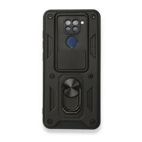 BSSM Xiaomi Redmi Note 9 Pars Lens Yüzüklü Siyah Silikon Kılıf