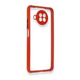 BSSM Xiaomi Redmi Note 9 Pro 5G Miami Şeffaf Silikon Kırmızı Kılıf