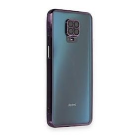 BSSM Xiaomi Redmi Note 9 Pro Razer Lensli Silikon Mor Cep Telefonu Kılıfı