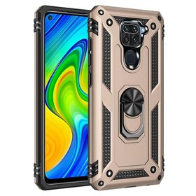 BSSM Xiaomi Redmi Note 9 Sofya Yüzüklü Silikon Kapak Gold Kılıf
