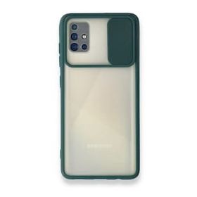 BSSM Yeşil Samsung Galaxy A71 Palm Buzlu Kamera Sürgülü Silikon Kılıf