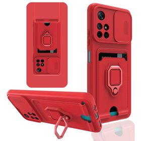 BSSM Zuma Kartvizitli Yüzüklü Silikon - Kırmızı Xiaomi Redmi Note 11T Kılıf