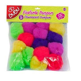 Bu-Bu 3 cm 50'li Karma Fosforlu Ponpon