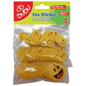 Bu-Bu BUBU-ST0141 56 Adet Eva Sarı Gülen Surat Sticker