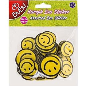 Bu-Bu BUBU-ST0141 56 Adet Eva Sarı Gülen Surat Sticker