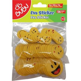 Bu-Bu BUBU-ST0141 56 Adet Eva Sarı Gülen Surat Sticker