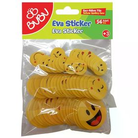 Bu-Bu BUBU-ST0141 56 Adet Eva Sarı Gülen Surat Sticker