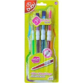 Bu-Bu FR-0003 4'lü Blister Tutacaklı Silikon Fırça