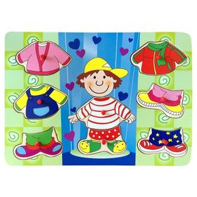 Bu-Bu Kıyafet Giydirme 30x22,5 cm Ahşap Puzzle