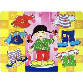 Bu-Bu Kıyafet Giydirme 30x22,5 cm Ahşap Puzzle
