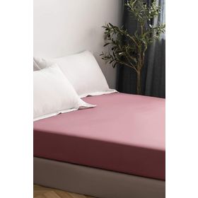 Buanart Battal Boy %100 Pamuklu Penye Lastikli Gül Kurusu Çarşaf