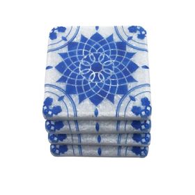 Bubigo MRBL-2020102 Mavi Desenli Mermer Bardak Altlığı