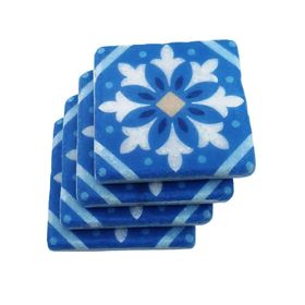 Bubigo MRBL-2020108 4'lü Desenli Mermer Bardak Altlığı