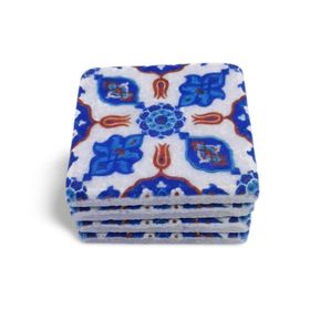 Bubigo MRBL-2020108 4'lü Desenli Mermer Bardak Altlığı