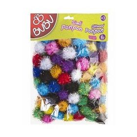 Bubu 2 cm 100'lü Renkli Simli Ponpon