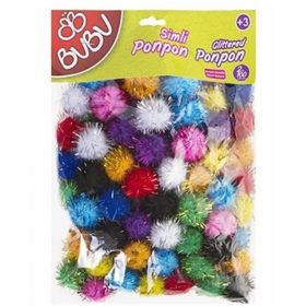 Bubu 2 cm 100'lü Renkli Simli Ponpon
