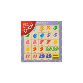 Bubu 30x30 Ahşap Hafıza Oyunu Sayılar Puzzle