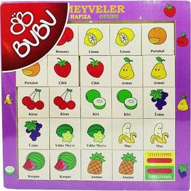 Bubu Ahşap BJ 53AP0063 Meyveler 30 x 30 Hafıza Oyunu Puzzle