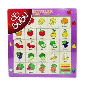 Bubu Ahşap BJ 53AP0063 Meyveler 30 x 30 Hafıza Oyunu Puzzle