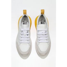 Bueno Shoes 01MQ5500 Beyaz Sarı Deri Erkek Spor Ayakkabı
