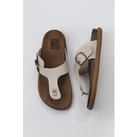 Bueno Shoes 01MU4733 Beyaz Deri Erkek Parmak Arası Terlik