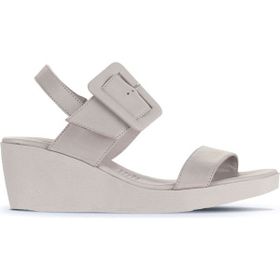 Bueno Shoes 01WA0400 Gri Deri Kadın Dolgu Topuklu Sandalet