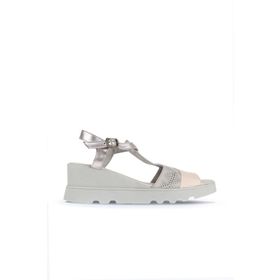 Bueno Shoes 01WA0505 Pembe Multi Deri Kadın Dolgu Topuklu Sandalet