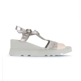 Bueno Shoes 01WA0505 Pembe Multi Deri Kadın Dolgu Topuklu Sandalet