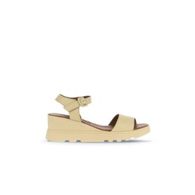 Bueno Shoes 01WA0507 Sarı Açık Deri Kadın Dolgu Topuklu Sandalet