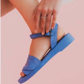Bueno Shoes 01WA0701 Turkuaz Deri Kadın Düz Sandalet