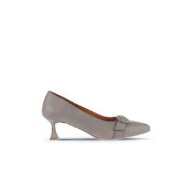 Bueno Shoes 01WA1305 Gri Deri Kadın Topuklu Ayakkabı