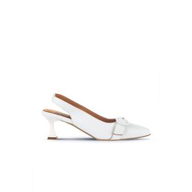 Bueno Shoes 01WA1306 Beyaz Deri Kadın Topuklu Ayakkabı