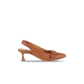 Bueno Shoes 01WA1306 Taba Koyu Deri Kadın Topuklu Ayakkabı