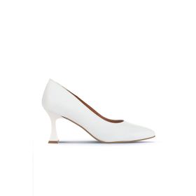 Bueno Shoes 01WA1401 Beyaz Deri Kadın Topuklu Ayakkabı
