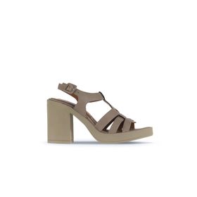 Bueno Shoes 01WA1600 Gri Koyu Deri Kadın Topuklu Sandalet
