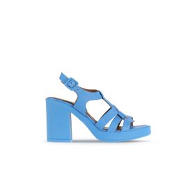 Bueno Shoes 01WA1600 Turkuaz Deri Topuklu Kadın Sandalet